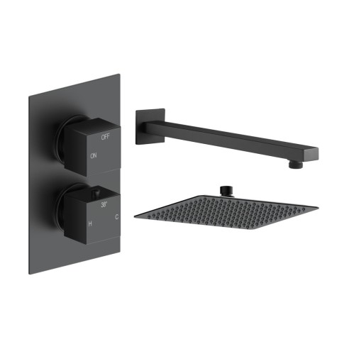 Pancho Square Shower Valve & Kit Pack 1 - Matt Black | Showe