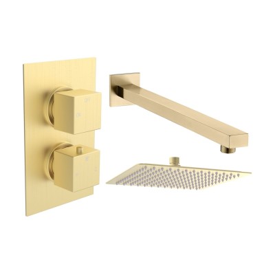 Pancho Square Shower Valve & Kit Pack 1 - Brushed Brass | Sh