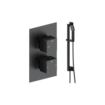 Pancho Square Shower Valve & Kit Pack 2 - Matt Black | Showe