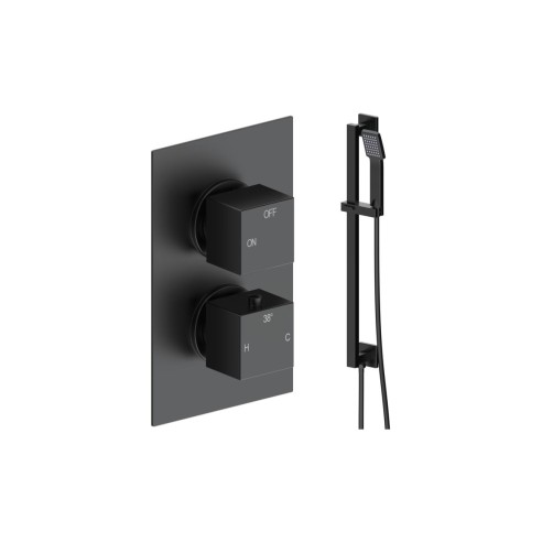 Pancho Square Shower Valve & Kit Pack 2 - Matt Black | Showe