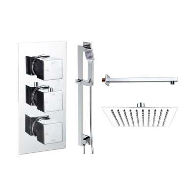 Pancho Square Shower Valve & Kit Pack 3 - Chrome | Showers |