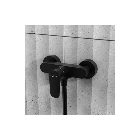 VitrA Flow Soft Wall Mounted Shower Mixer - Matt Black | Sho