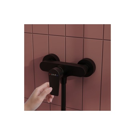 VitrA Flow Square Wall Mounted Shower Mixer - Matt Black | S