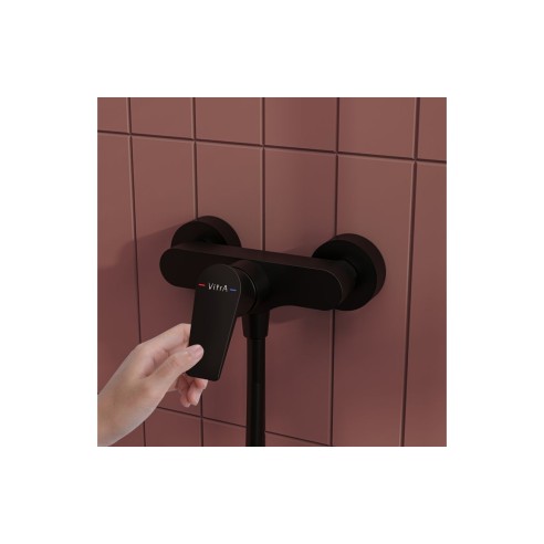 VitrA Flow Square Wall Mounted Shower Mixer - Matt Black | S