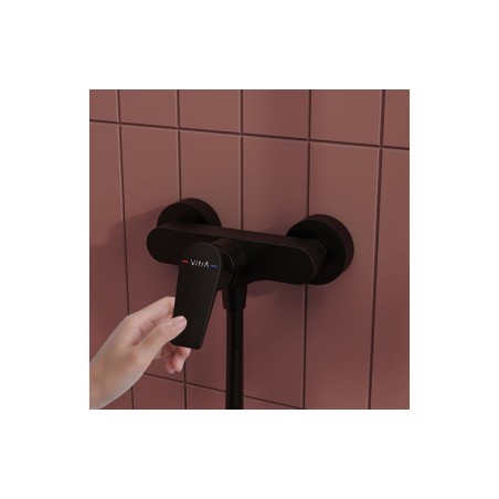 VitrA Flow Square Wall Mounted Shower Mixer - Matt Black | S