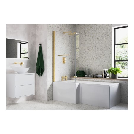 Naples L Shape 1700x850x560mm 0TH Shower Bath Pack (RH) - Br
