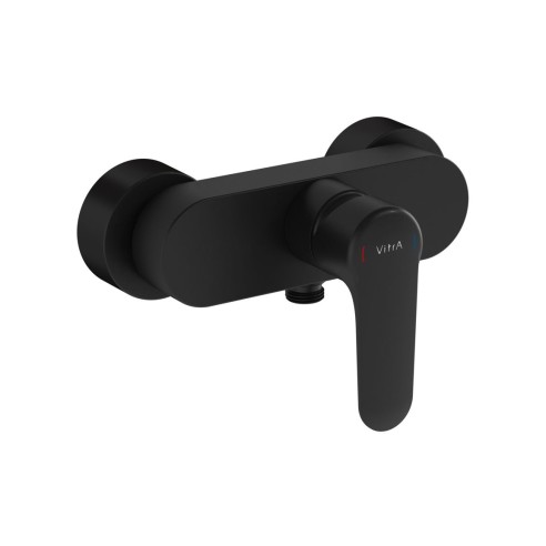 VitrA Root Round Wall Mounted Shower Mixer - Matt Black | Sh