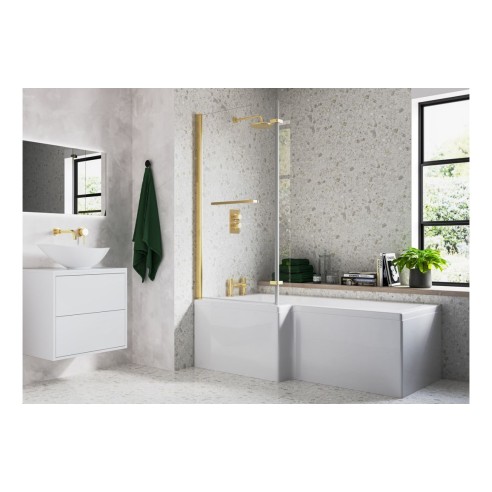 Naples L Shape SUPERCAST 1700x850x560mm 0TH Shower Bath Pack