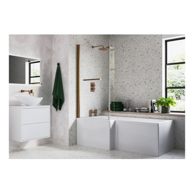 Naples L Shape 1700x850x560mm 0TH Shower Bath Pack (LH) - Br