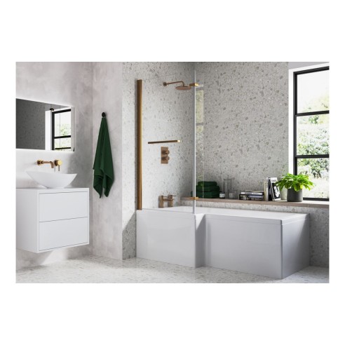 Naples L Shape SUPERCAST 1700x850x560mm 0TH Shower Bath Pack