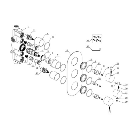 Alfredo Thermostatic Two Outlet Triple Shower Valve - Brushe