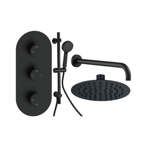 Alfredo Round Shower Valve & Kit Pack 3 - Matt Black | Showe