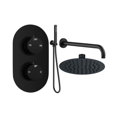 Alfredo Round Shower Valve & Kit Pack 4 - Matt Black | Showe