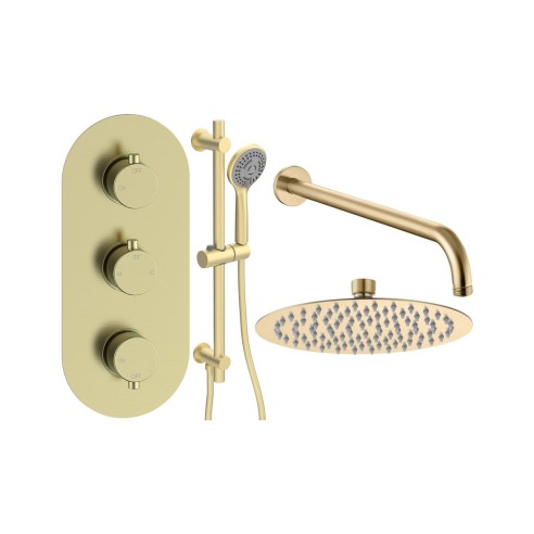 Alfredo Round Shower Valve & Kit Pack 3 - Brushed Brass | Sh