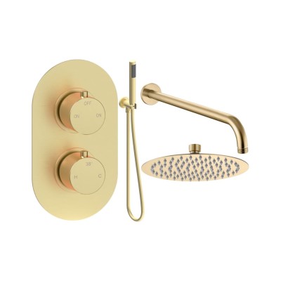 Alfredo Round Shower Valve & Kit Pack 4 - Brushed Brass | Sh