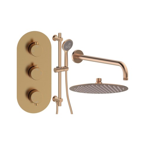 Alfredo Round Shower Valve & Kit Pack 3 - Brushed Bronze | S