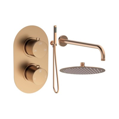 Alfredo Round Shower Valve & Kit Pack 4 - Brushed Bronze | S