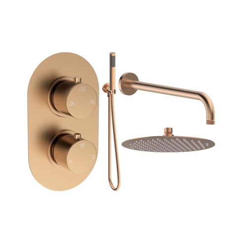 Alfredo Round Shower Valve & Kit Pack 4 - Brushed Bronze | S