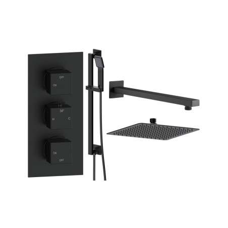 Pancho Square Shower Valve & Kit Pack 3 - Matt Black | Showe
