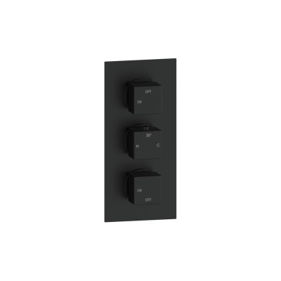 Pancho Square Shower Valve & Kit Pack 3 - Matt Black | Showe 2