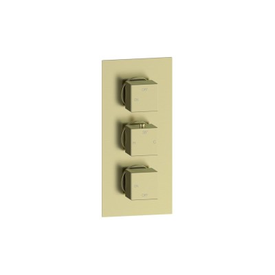 Pancho Square Shower Valve & Kit Pack 3 - Brushed Brass | Sh 2