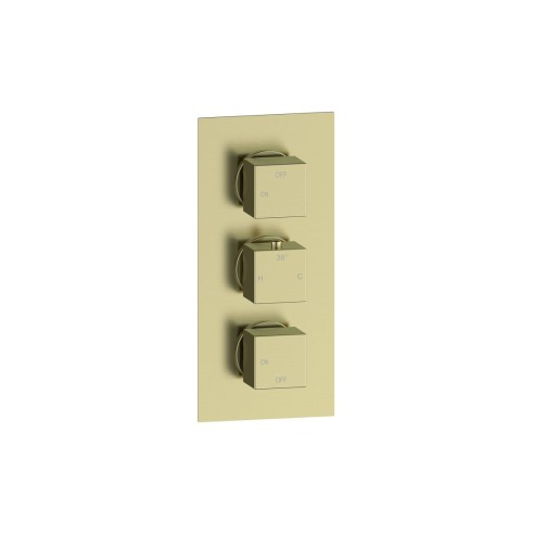 Pancho Square Shower Valve & Kit Pack 3 - Brushed Brass | Sh