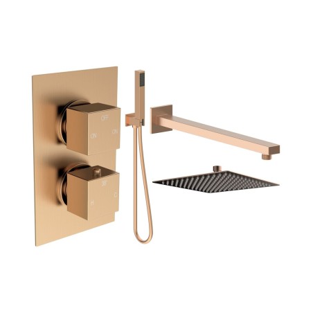 Pancho Square Shower Valve & Kit Pack 4 - Brushed Bronze | S