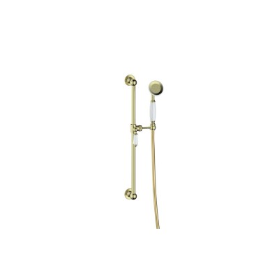 Zeus Traditional Slider Rail Kit - Brushed Brass | Showers |