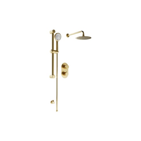 Shower Rail with Round 3 Mode Handset - Brushed Brass | Show