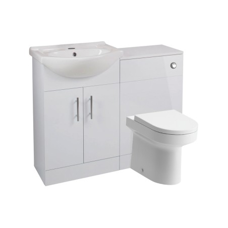Tavira 560mm Basin Unit & WC Unit Pack - White Gloss | WC Un