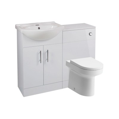 Tavira 650mm Basin Unit & WC Unit Pack - White Gloss | WC Un