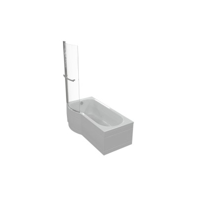 P-Shape 1700x700-850x410mm 0TH Shower Bath  Panel & Screen ( 2