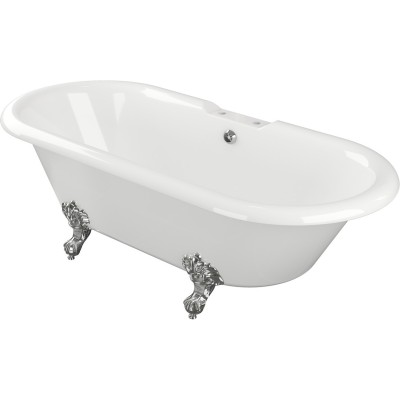 Portofino Freestanding 1690x740x620mm 2TH Bath w/Feet - Whit 2