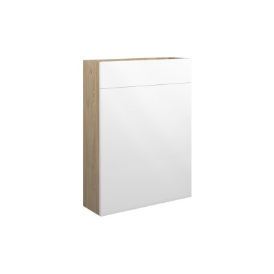 Envio 600mm Slim WC Unit - White Gloss (Oak Cab) | WC Units