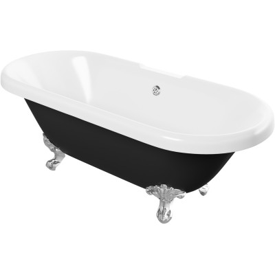 Portofino Freestanding 1690x740x620mm 2TH Bath w/Feet - Blac