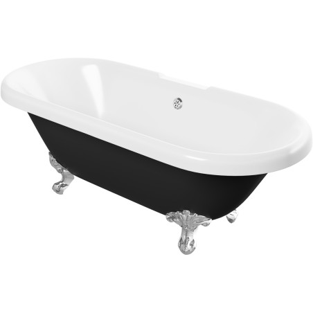 Portofino Freestanding 1690x740x620mm 2TH Bath w/Feet - Blac