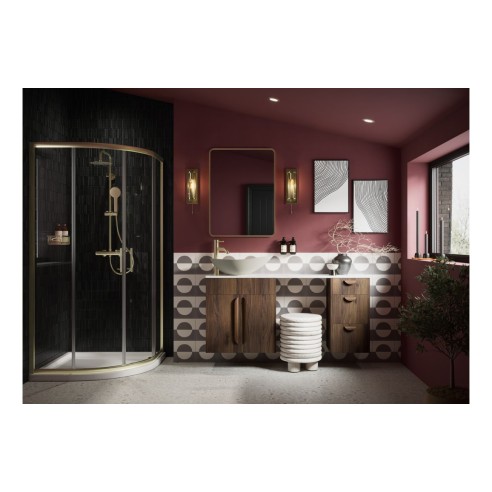 Envio 1236mm Slim Basin & WC Unit Pack - Warm Walnut (Grey C