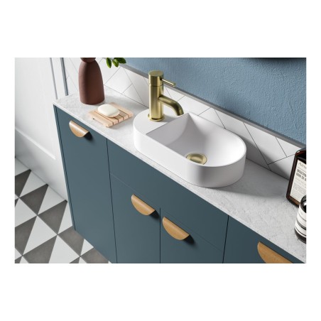 Envio 600mm Slim WC Unit - Matt Arley Blue (Oak Cab) | WC Un