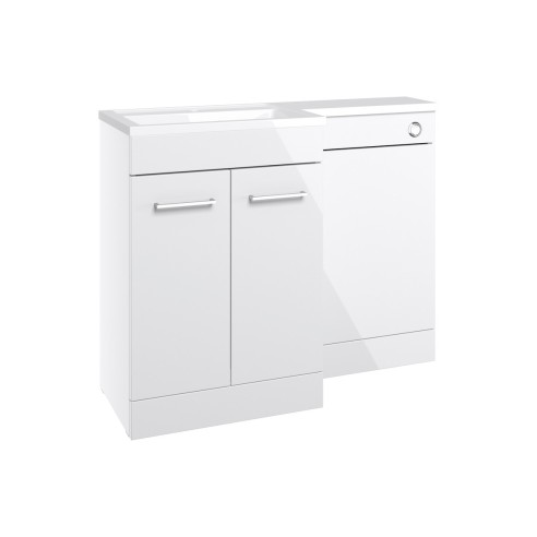 Vila Nova 1000mm F/S L-Shape Pack & Basin (LH) - White Gloss