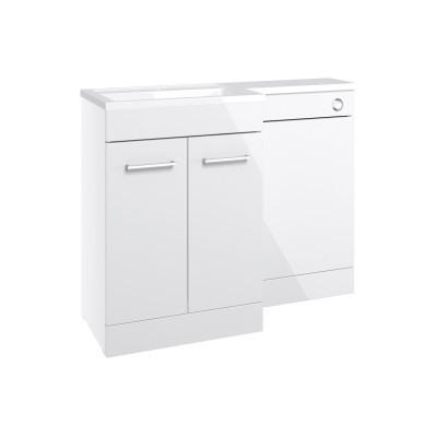 Vila Nova 1000mm F/S L-Shape Pack & Basin (RH) - White Gloss
