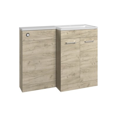 Vila Nova 1000mm F/S L-Shape Pack & Basin (RH) - Oak | WC Un