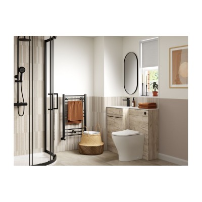 Vila Nova 1000mm F/S L-Shape Pack & Basin (RH) - Oak | WC Un 2