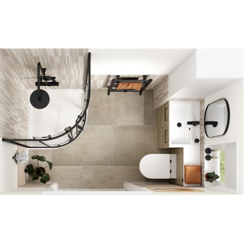 Vila Nova 900mm F/S L-Shape Pack & Basin (LH) - Oak | WC Uni