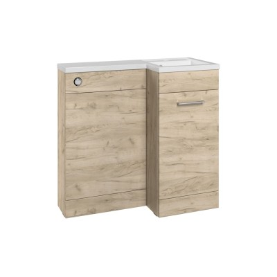 Vila Nova 900mm F/S L-Shape Pack & Basin (RH) - Oak | WC Uni