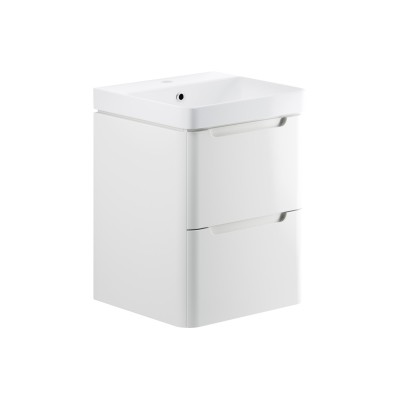 Lagos 500mm 2 Drawer Wall Hung Cloakroom Basin Unit - White