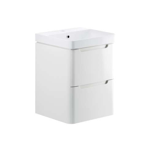 Lagos 500mm 2 Drawer Wall Hung Cloakroom Basin Unit - White