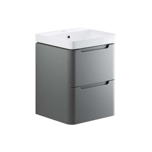 Lagos 500mm 2 Drawer Wall Hung Cloakroom Basin Unit - Matt G