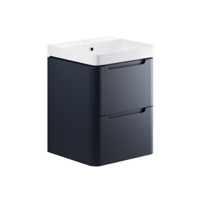 Lagos 500mm 2 Drawer Wall Hung Vanity Unit with Basin - Matt Indi