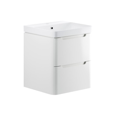 Lagos 605mm 2 Drawer Wall Hung Basin Unit - White Gloss | Va