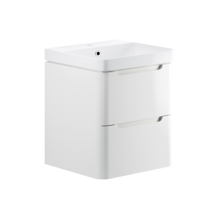Lagos 605mm 2 Drawer Wall Hung Basin Unit - White Gloss | Va